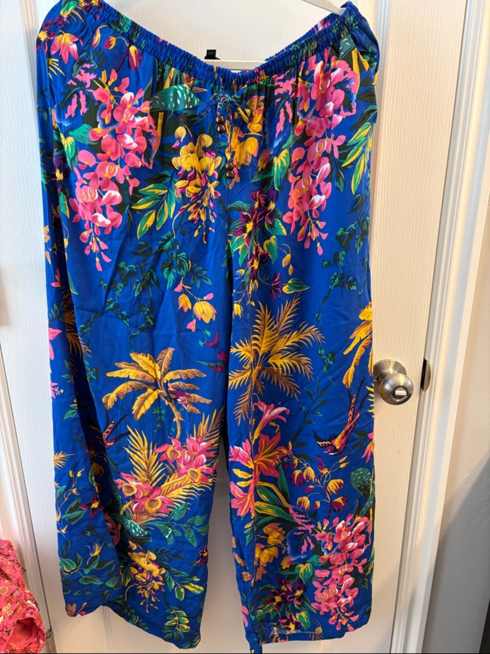 Cynthia Rowley Blue Tropical Floral Wide-Leg Pants